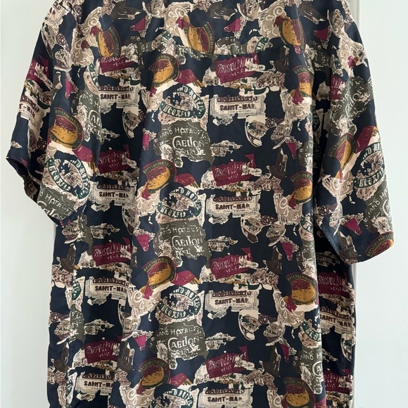 SUMMA (100% Silk)Men’s Vtg Italy Patterned Button Down Short Sleeve Shirt-Size M - Picture 9 of 10